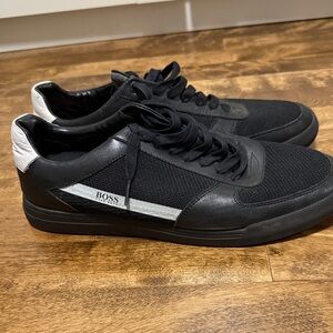 Boss Men's Black Sneakers with White Detail